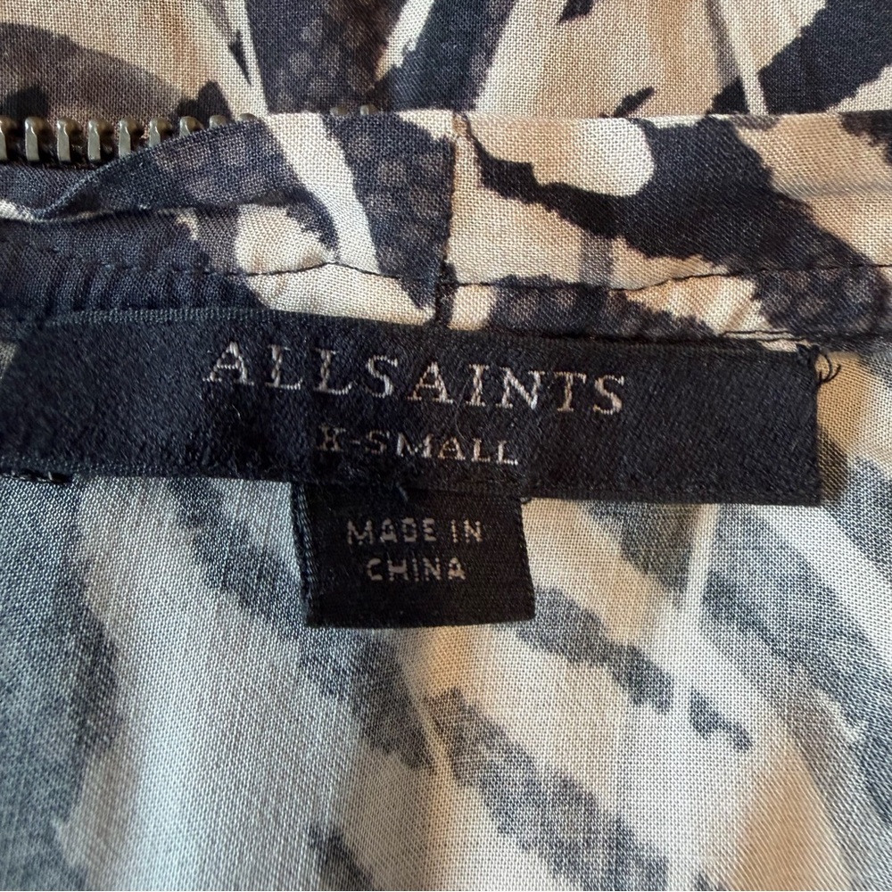 AllSaints Black & Taupe Abstract Knot-Front Dress – Size XS – Asymmetrical Luxe - Picture 14 of 15